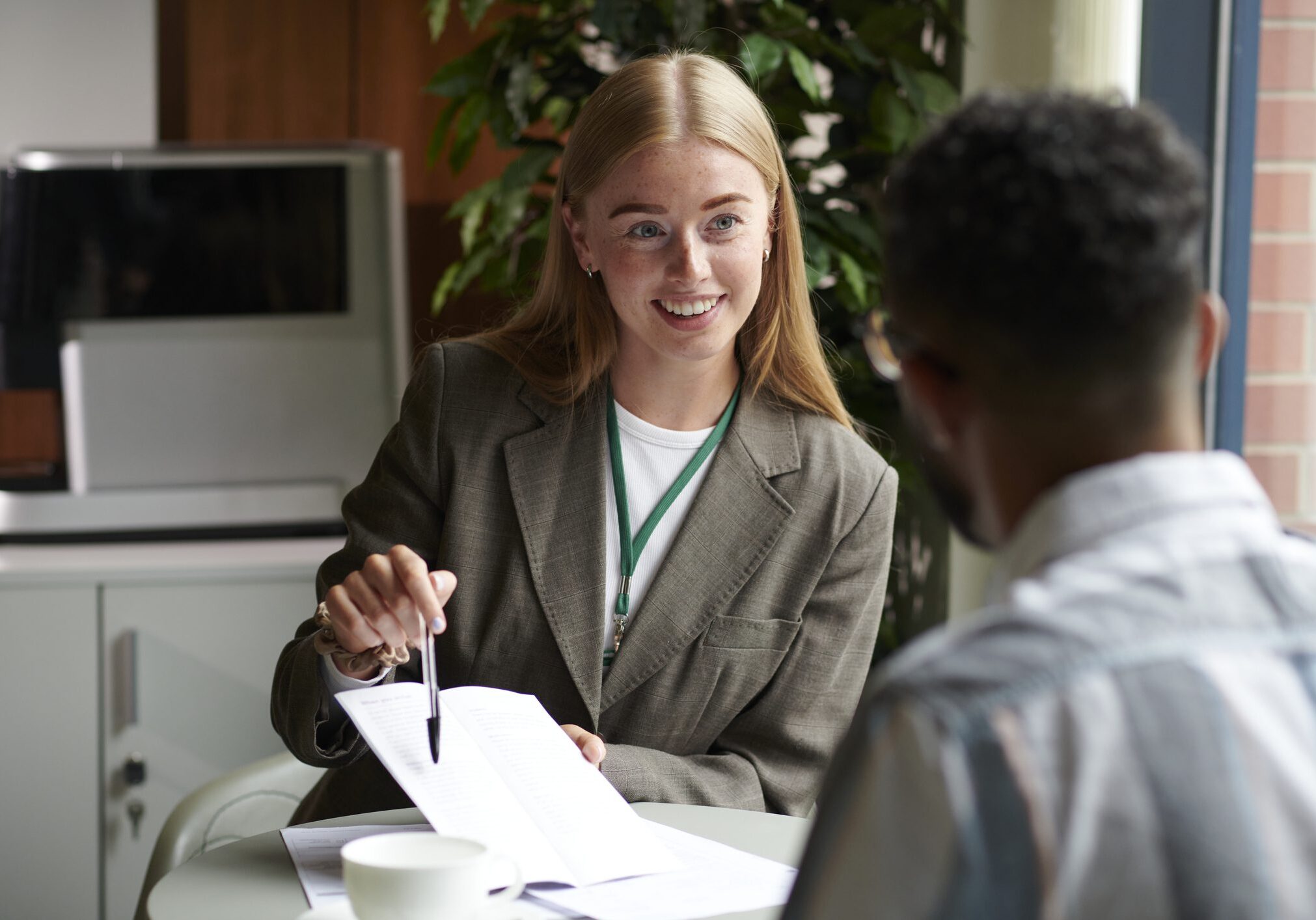 Professional conversation over paperwork